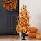 Glitzhome® 48" Fall Lighted Maple Leaf & Sunflower Urn Porch Tree with Timer